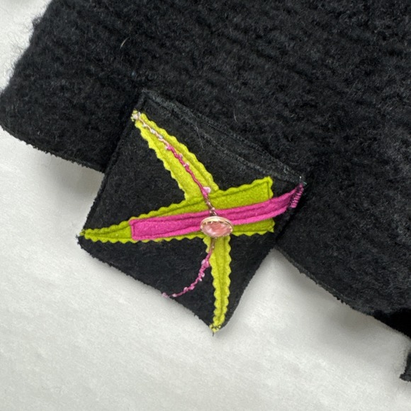 Just Barb Cardigan Sweater Women Medium Black Artsy Boho Fun Colorful Unique - Picture 3 of 13